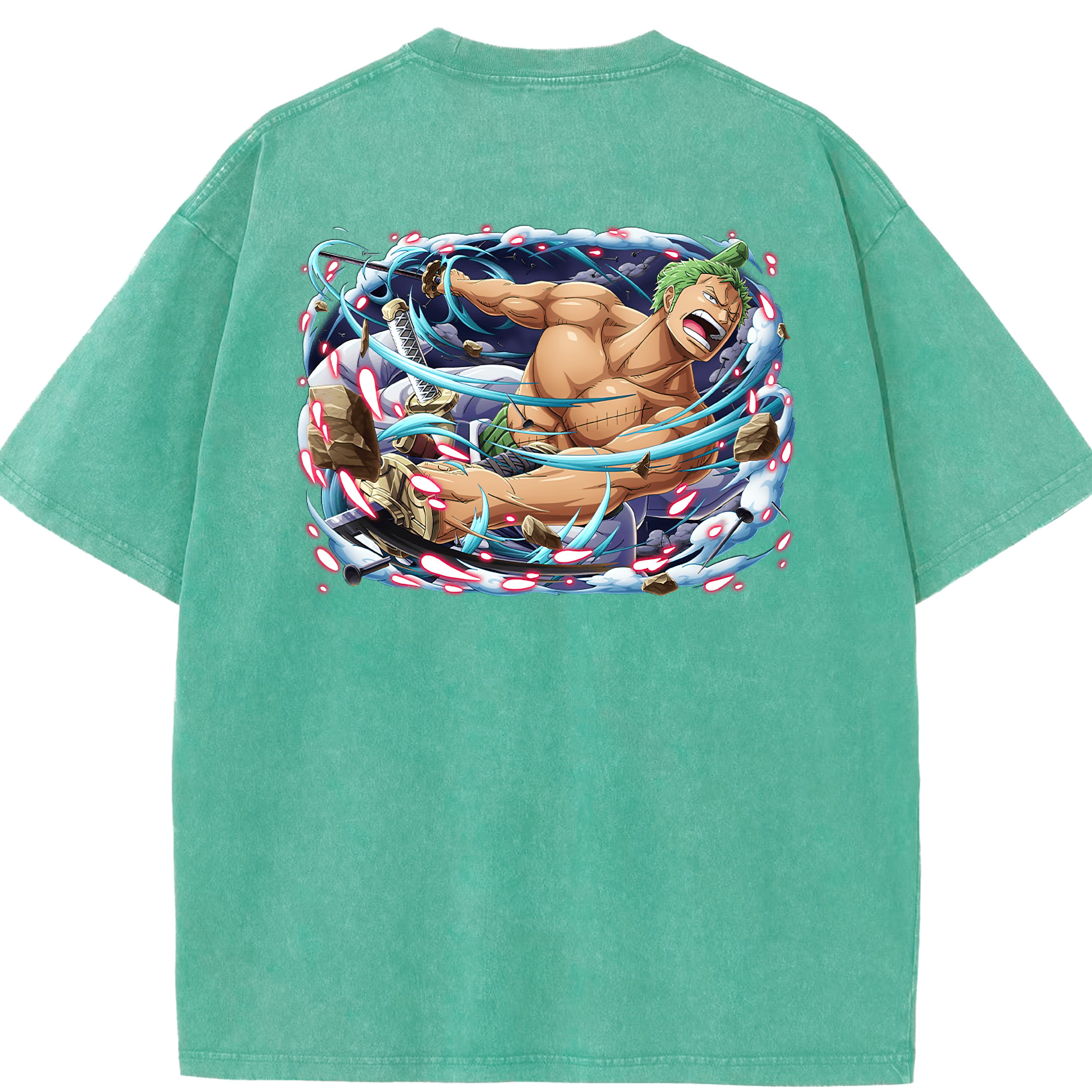 ワンピース ロロノア・ゾロ ONE PIECE Roronoa Zoro 綿100% ヴィンテージ風 半袖Tシャツ（背面プリント）